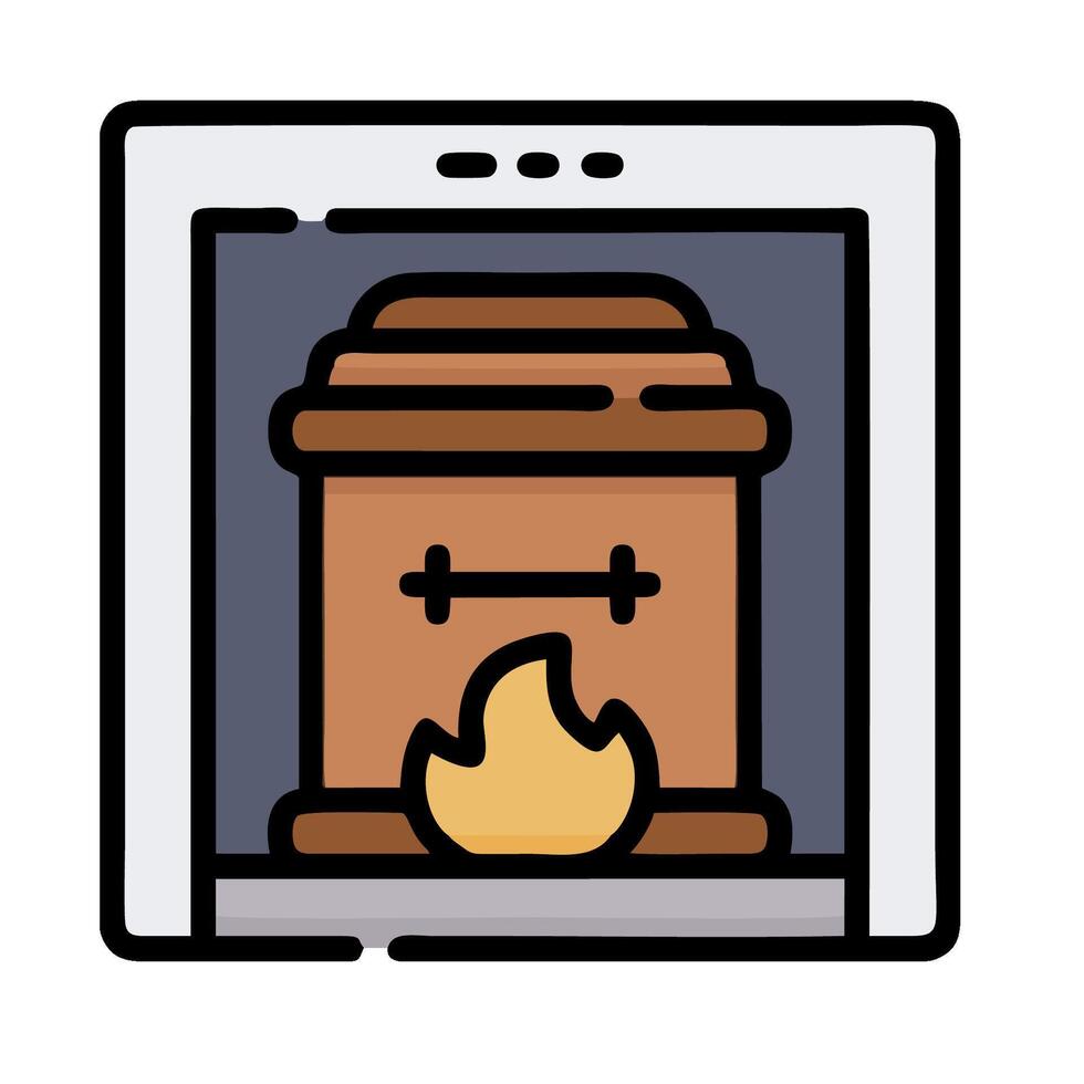 A tablet with a fire in it and a box with a candle vector