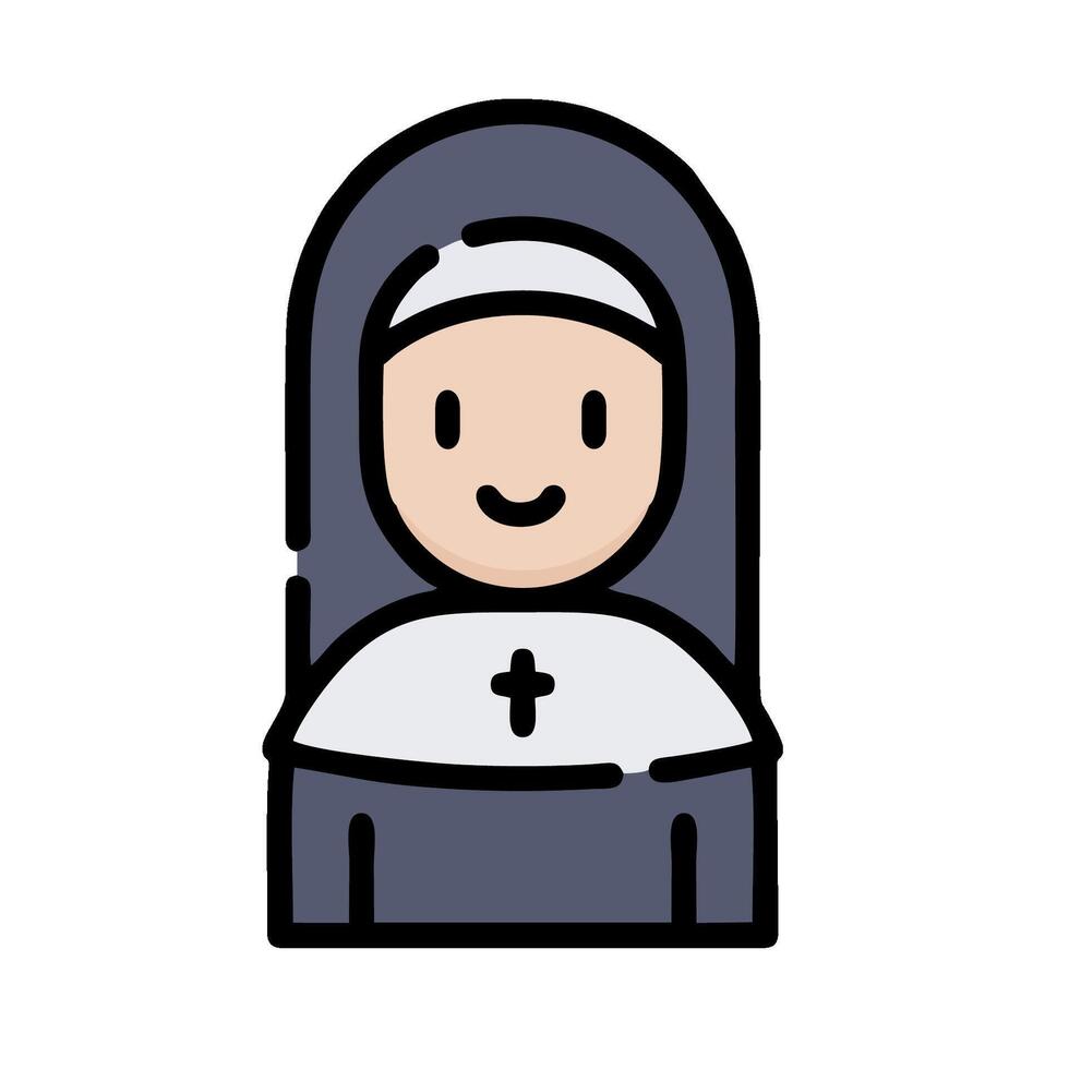 A nun icon with a cross on her head vector