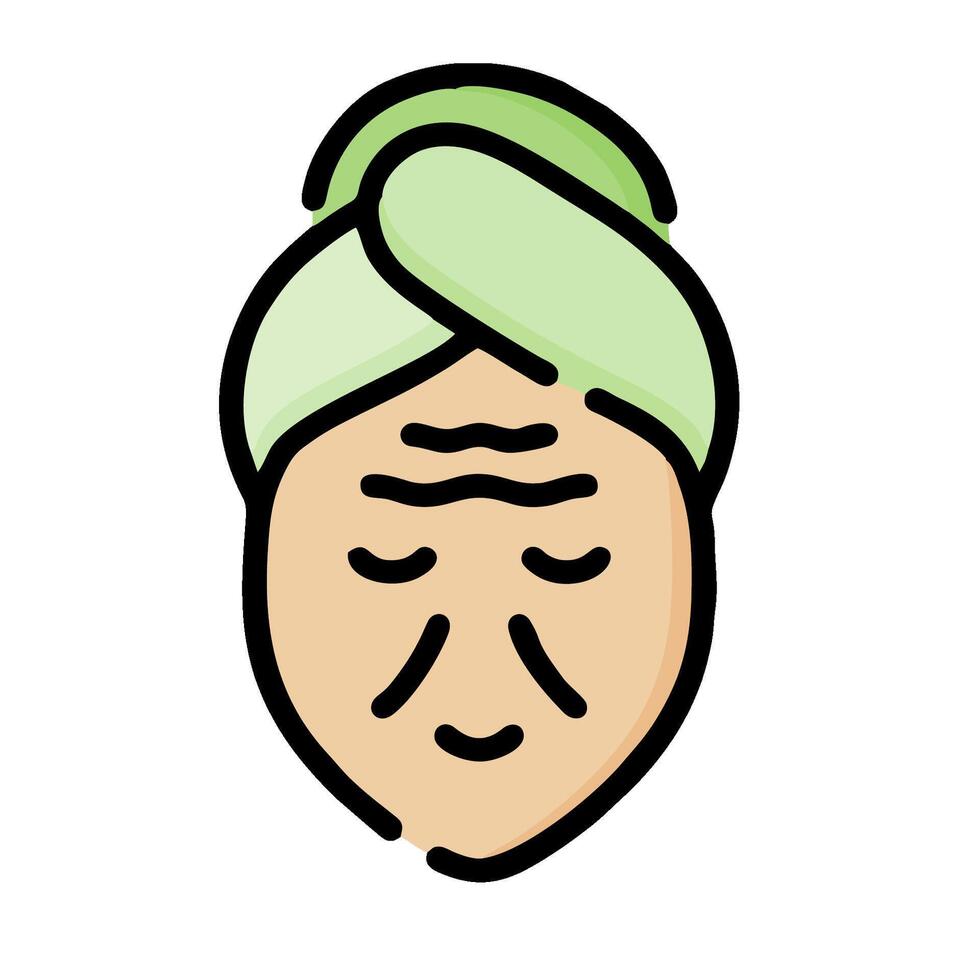 An old woman with a towel on her head vector