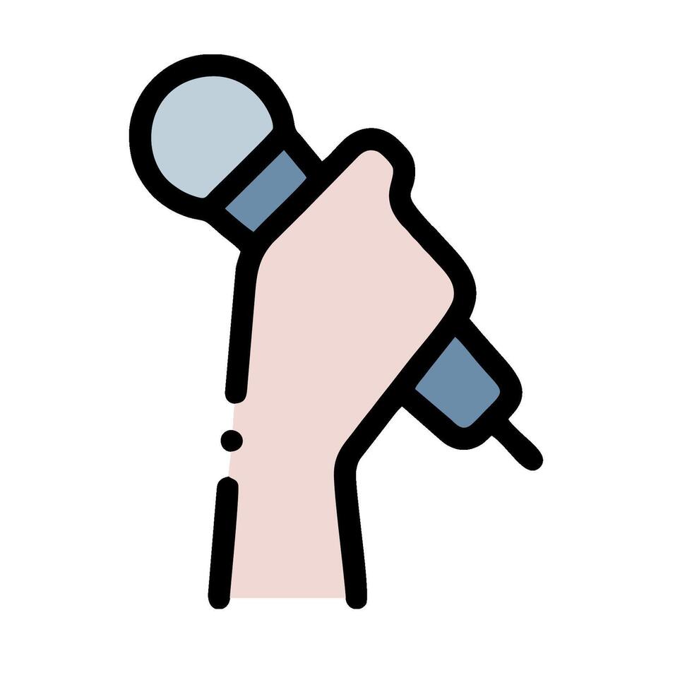 A hand holding a microphone icon vector