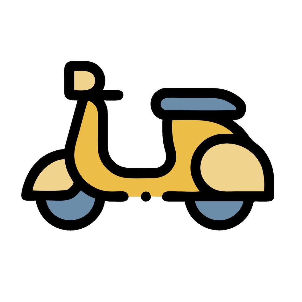 A yellow scooter is shown on a white background vector