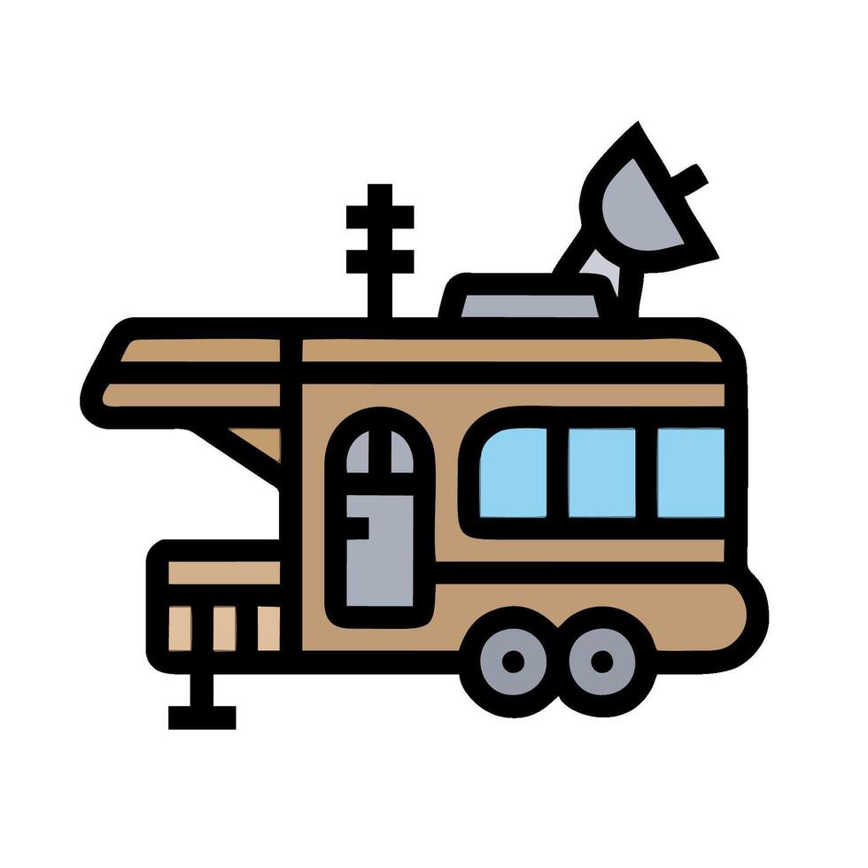 An rv trailer with a satellite dish on top vector