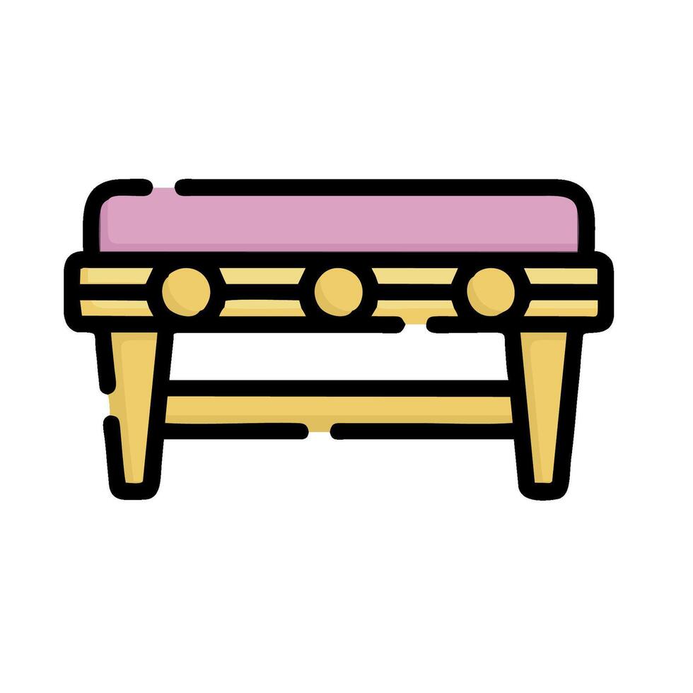 A bench with a pink cushion on it vector