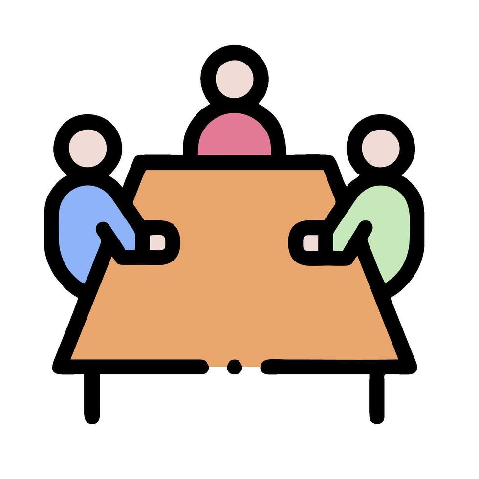 A group of people sitting around a table vector