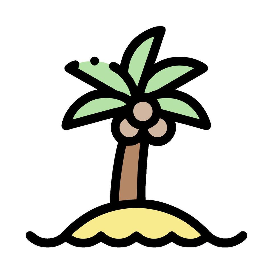 A cartoon palm tree on an island vector