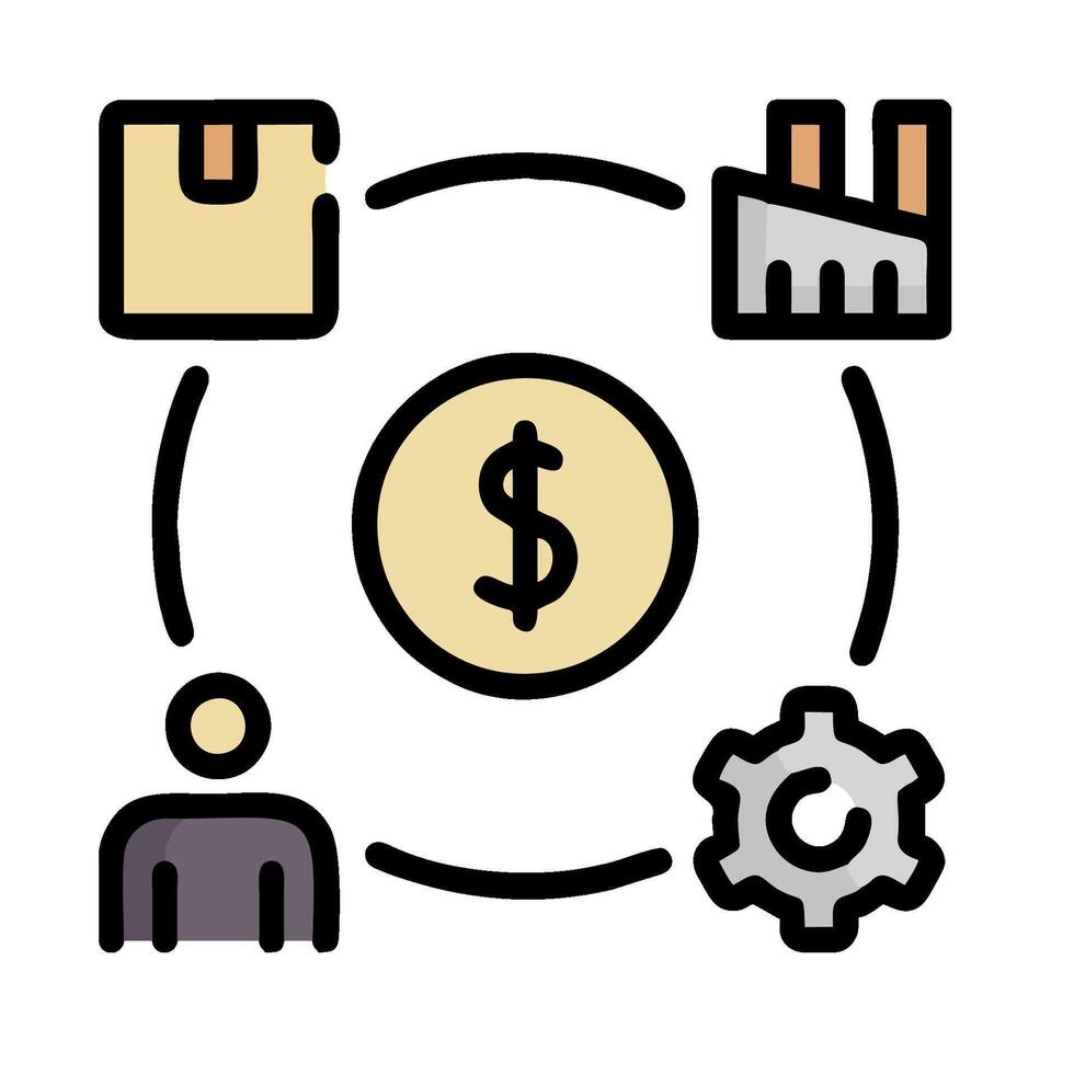 A circle with icons of people and money vector