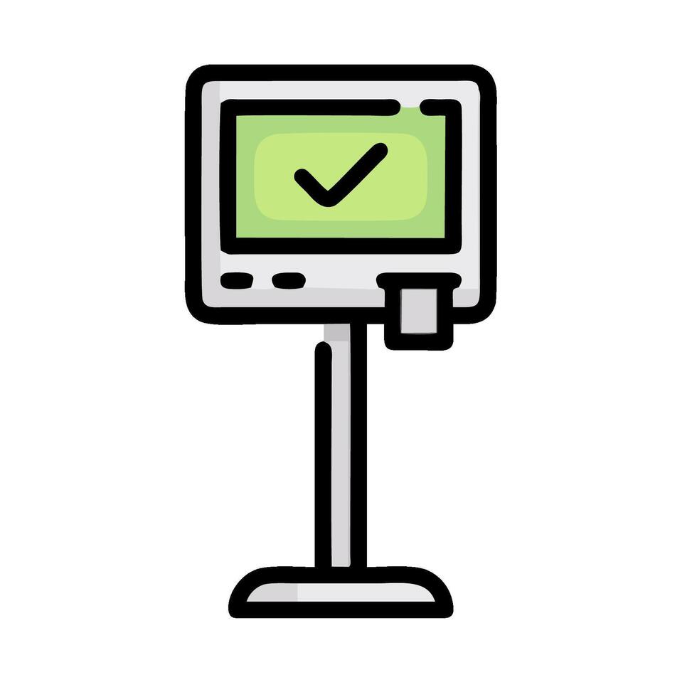 A computer monitor with a tick on it vector
