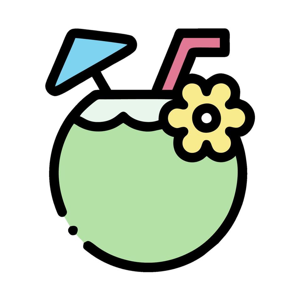 A green drink with a straw and a flower vector