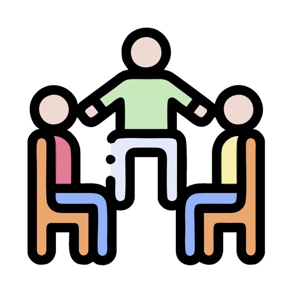 A man sitting on a chair with two other people vector