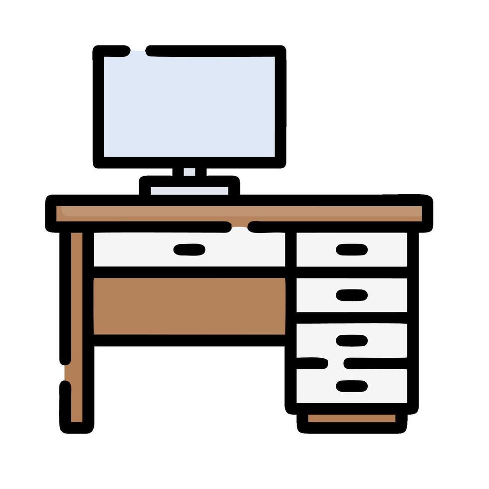 Computer desk icon illustration design vector