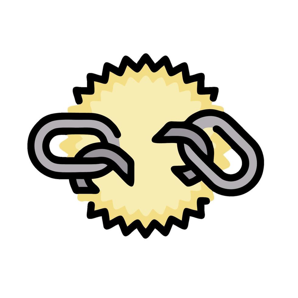 A yellow sunburst with two chains on it vector