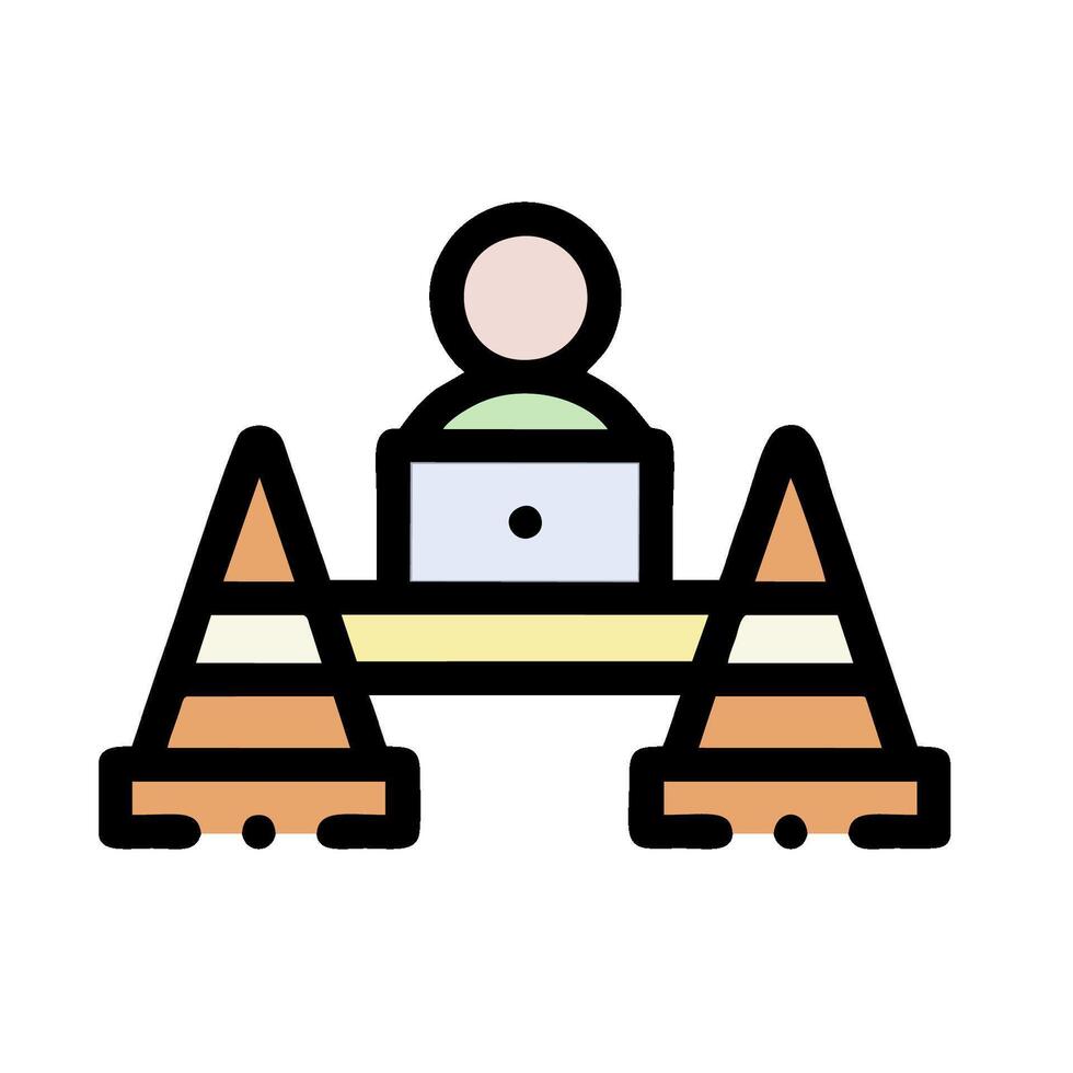 A man sitting on top of a construction cone vector