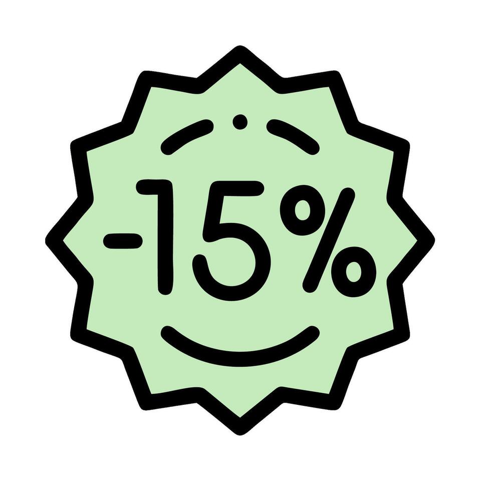 A green sticker with the word 15 vector