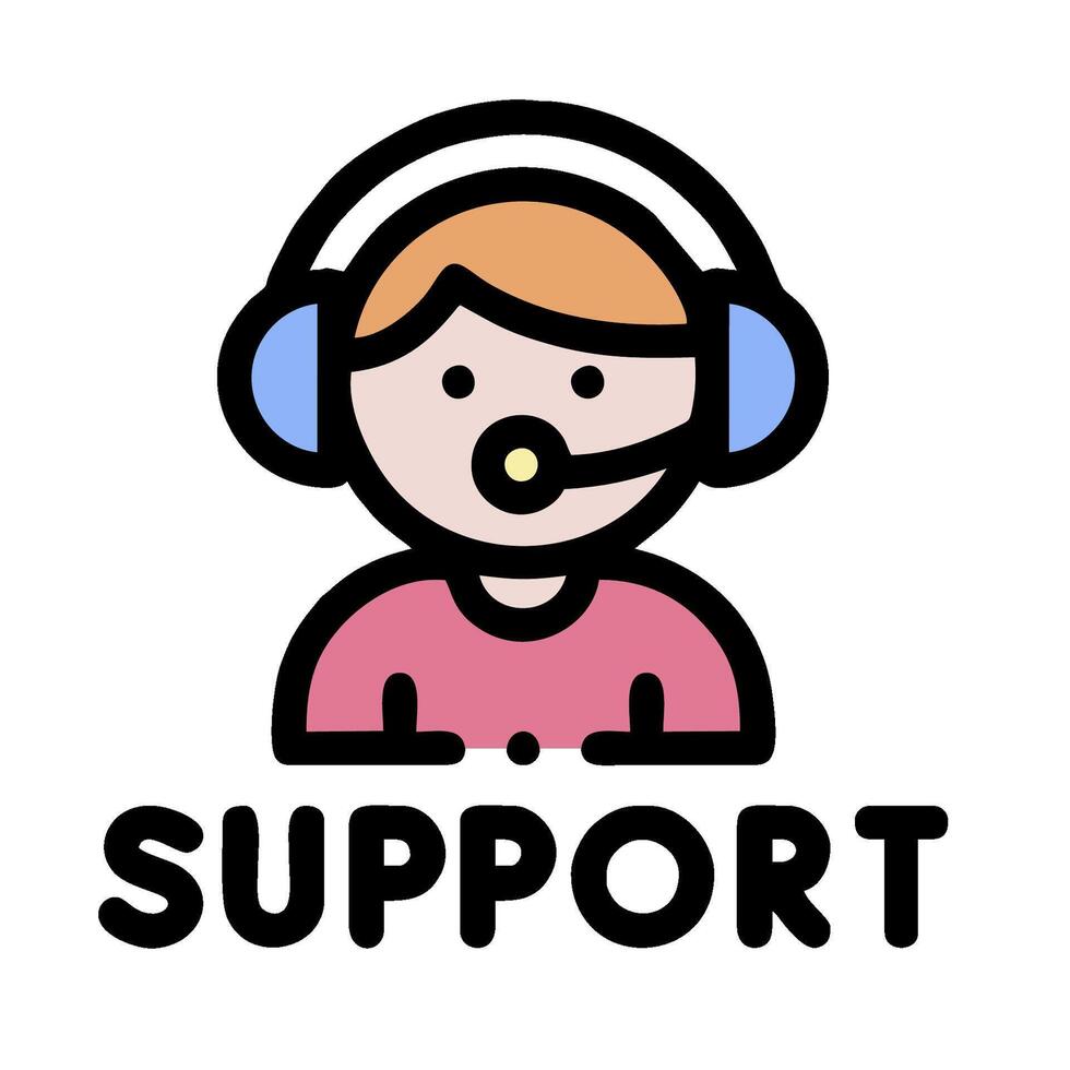 Support icon with a woman wearing headphones vector
