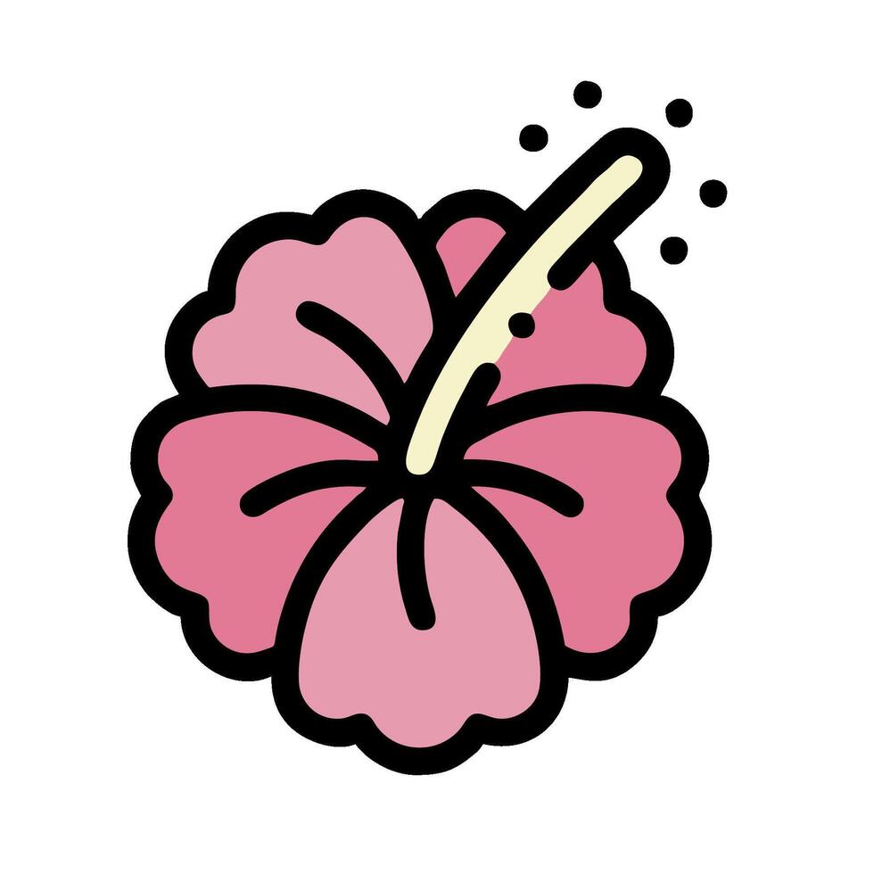 A pink flower with a stem and leaves vector