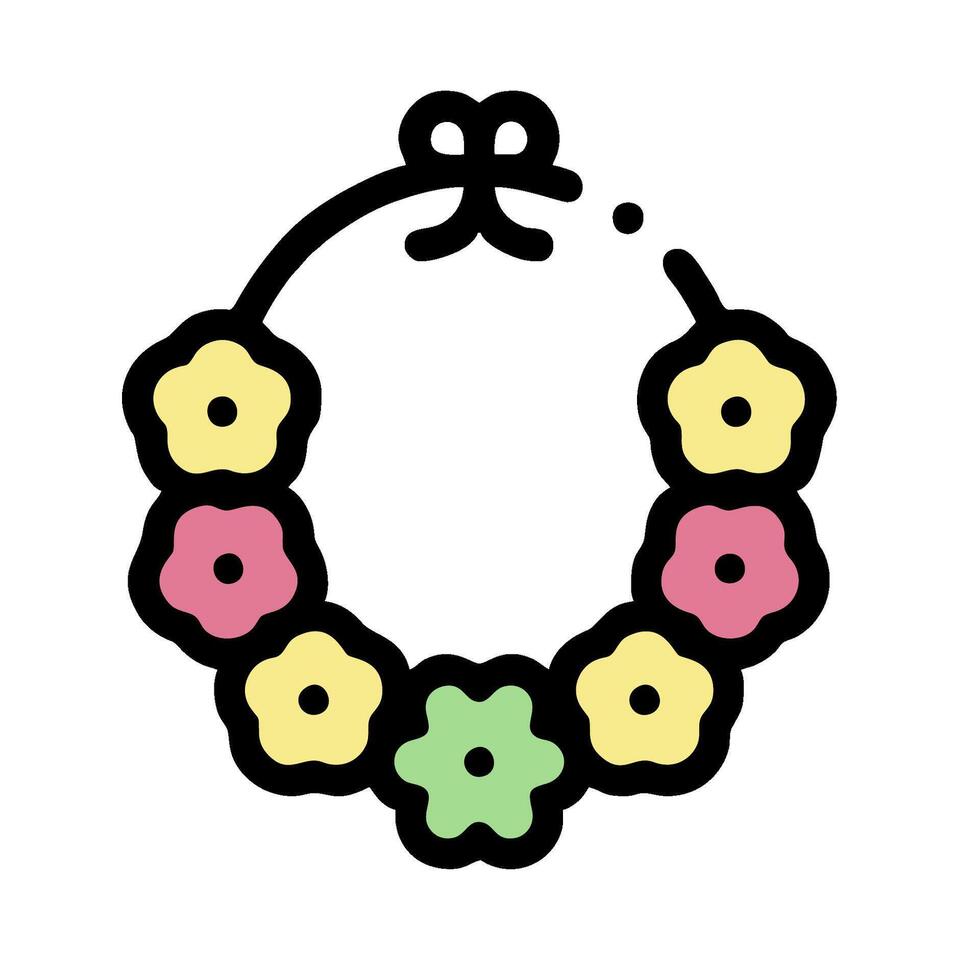 A flower wreath with a bow on it vector
