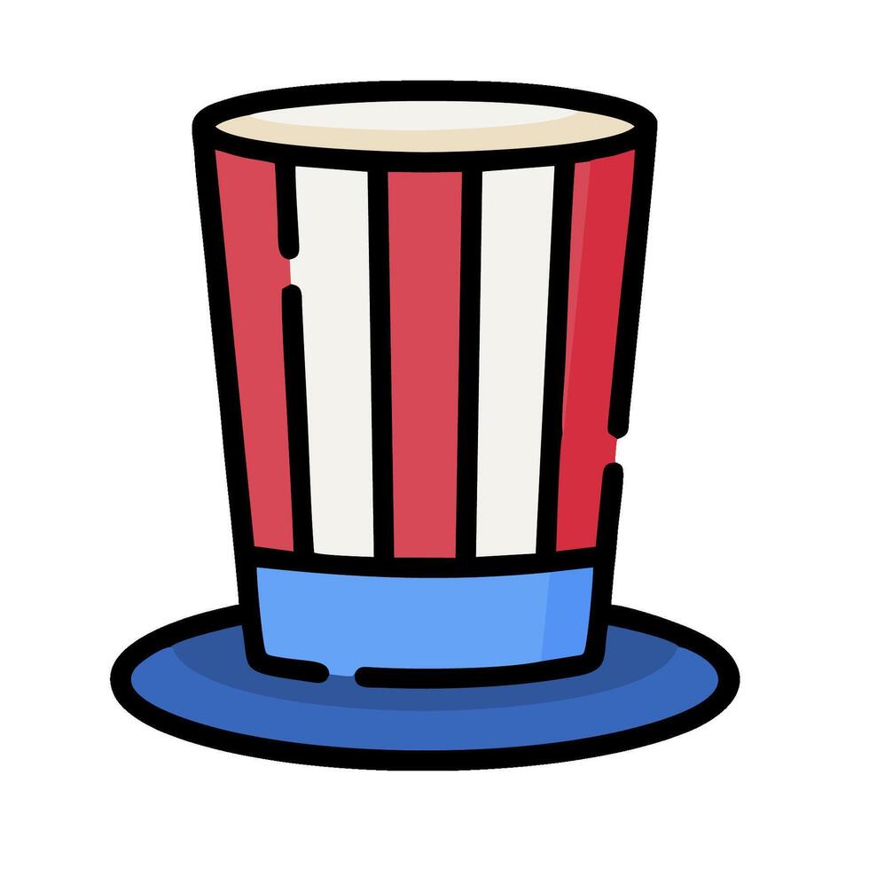 A red, white and blue hat with a red, white and blue stripe vector