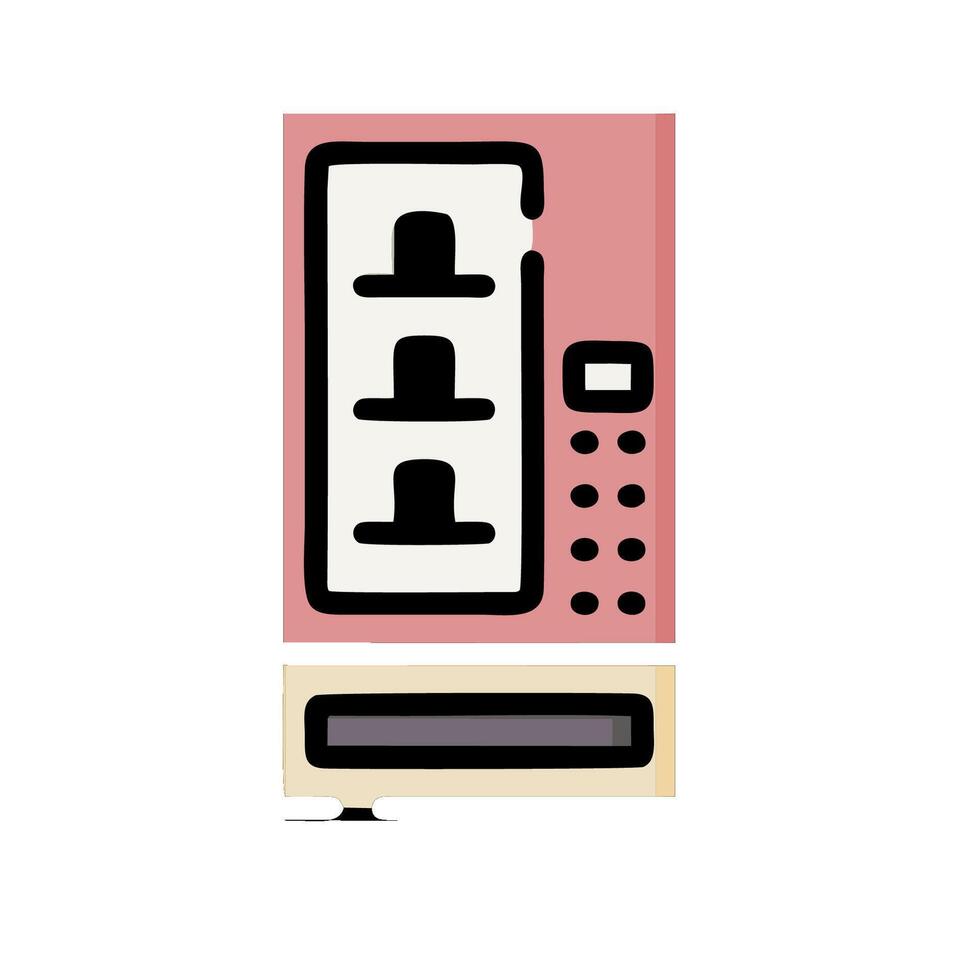 A pink vending machine with three different types of drinks vector