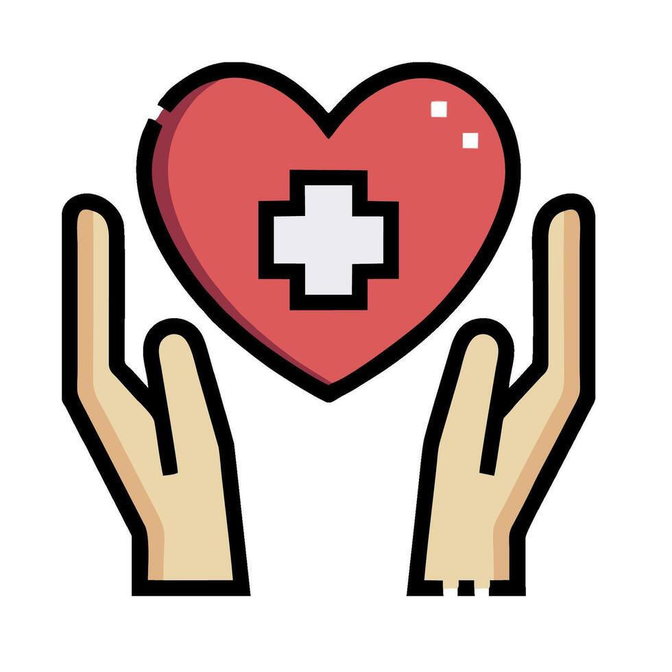 Two hands holding a heart with a cross on it vector