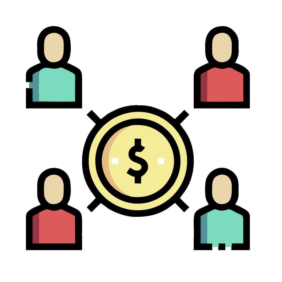 People are connected to a dollar coin in a circle vector