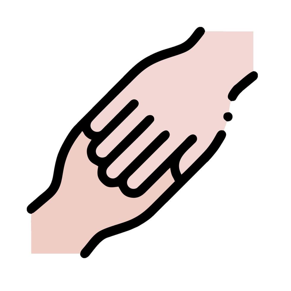 Two hands holding each other in a line vector