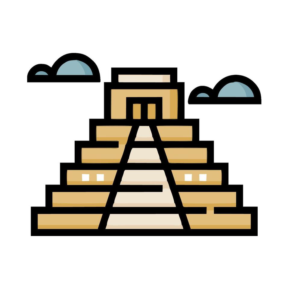 The pyramid of the maya is shown in a flat style vector