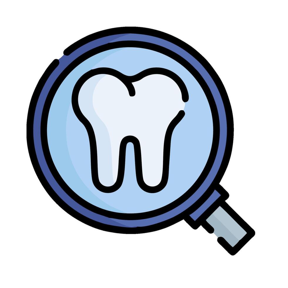 Magnifying tooth icon on white background vector