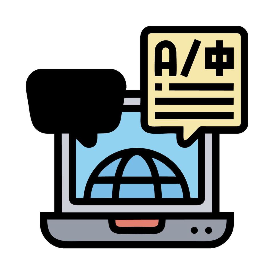 Laptop with speech bubble and globe icon vector