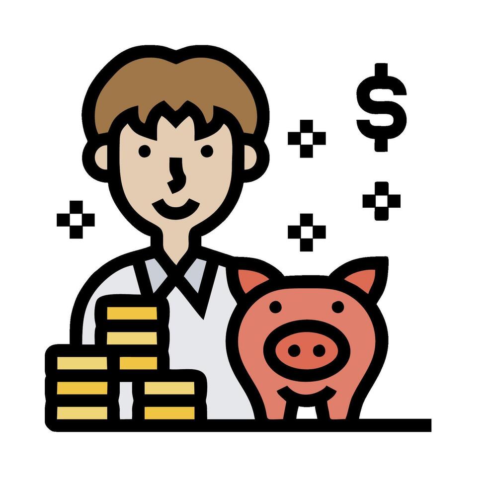 A man with a piggy bank and money vector