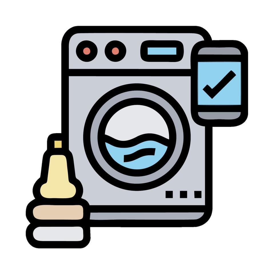 A washing machine with a check mark next to it vector