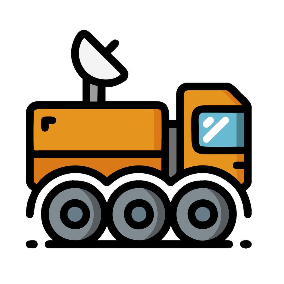 A cartoon truck with a satellite dish on top vector