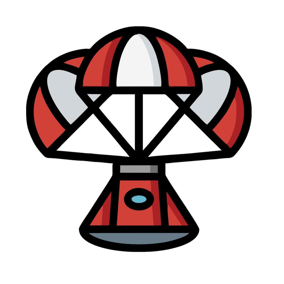 A red and white parachute with a red and white star vector