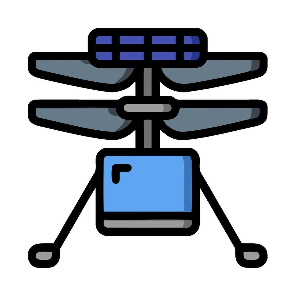 A small blue and black helicopter with a small camera on top vector