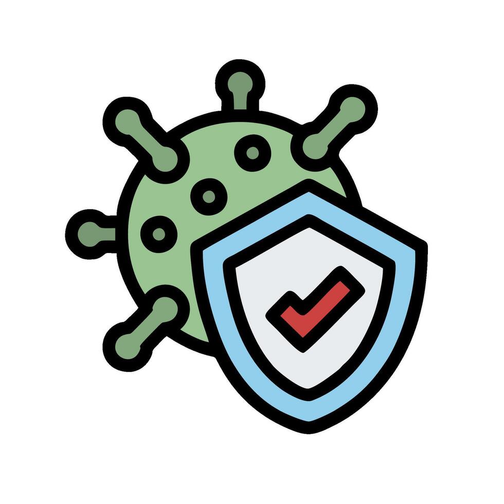 A shield with a check mark on it and a virus vector