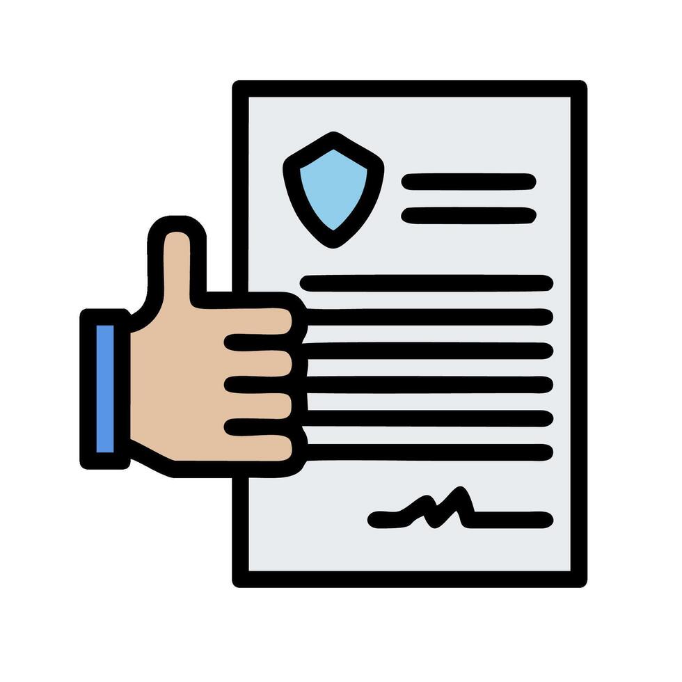 A hand giving a thumbs up to a document vector