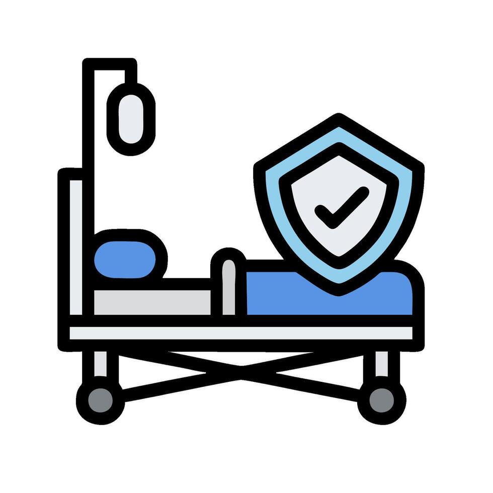 A hospital bed with a shield and a check mark vector