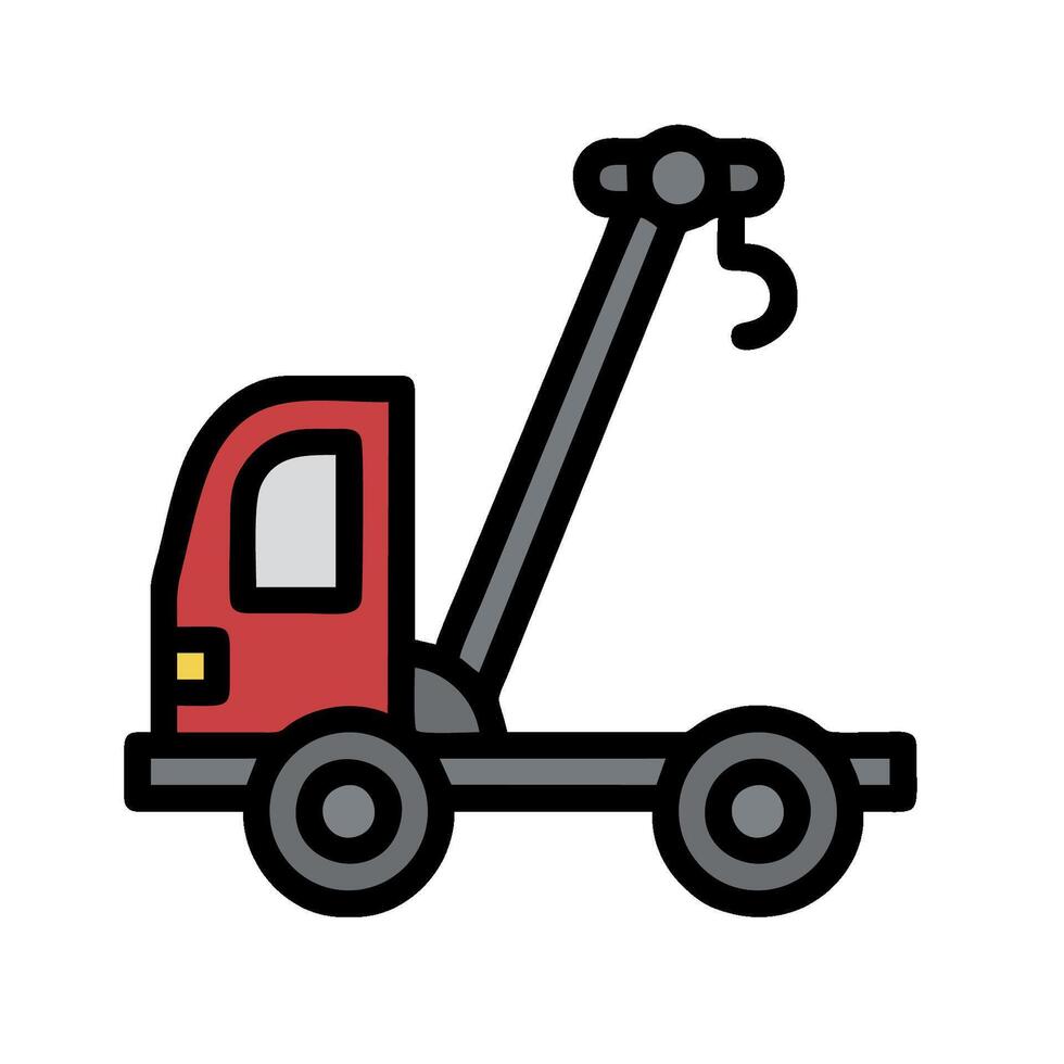 A red truck with a crane on top vector