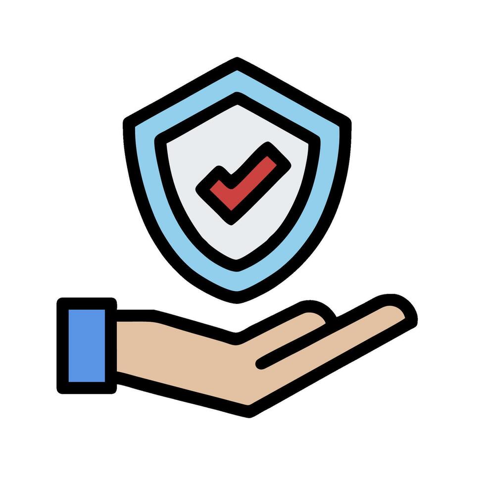 A hand holding a shield with a check mark on it vector