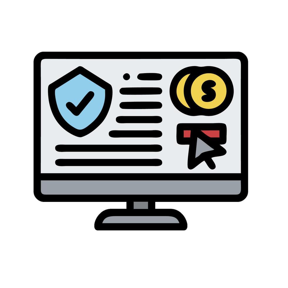 un computadora monitor con un seguridad icono vector