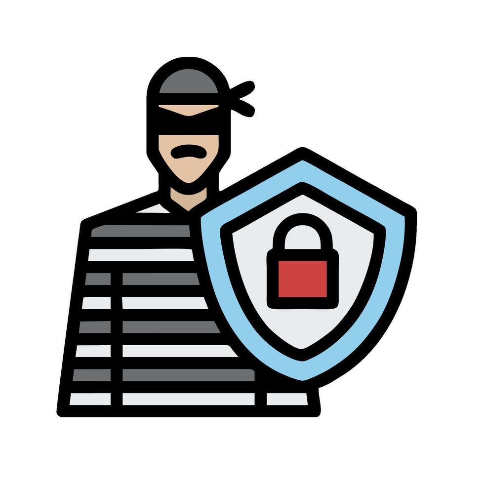 A man in a striped shirt and mask is holding a shield vector