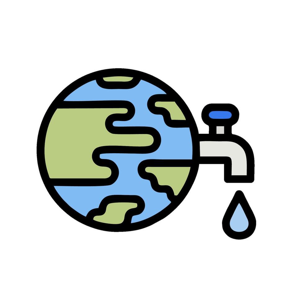 Earth water tap icon illustration vector