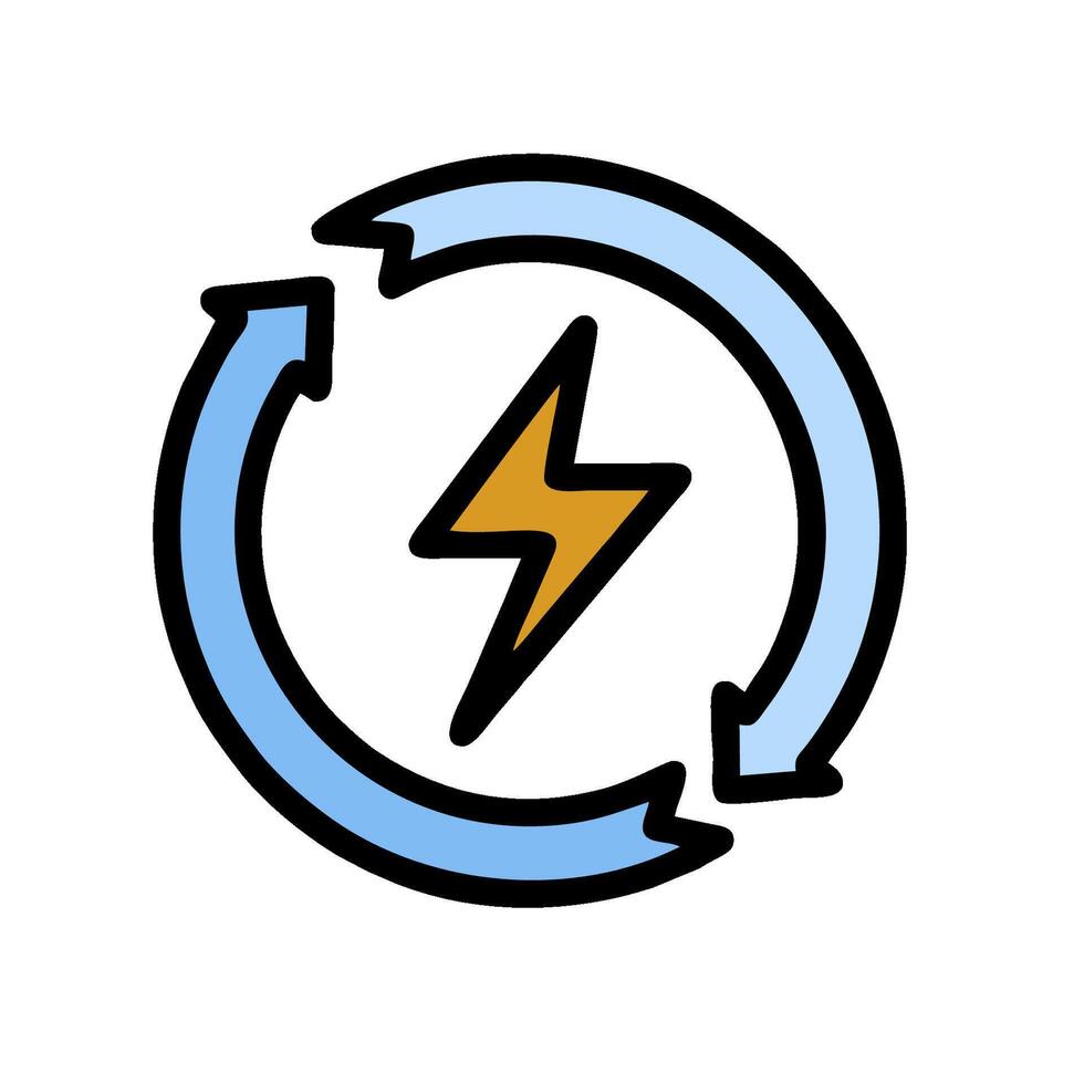 A lightning bolt in a circle with a blue and yellow outline vector