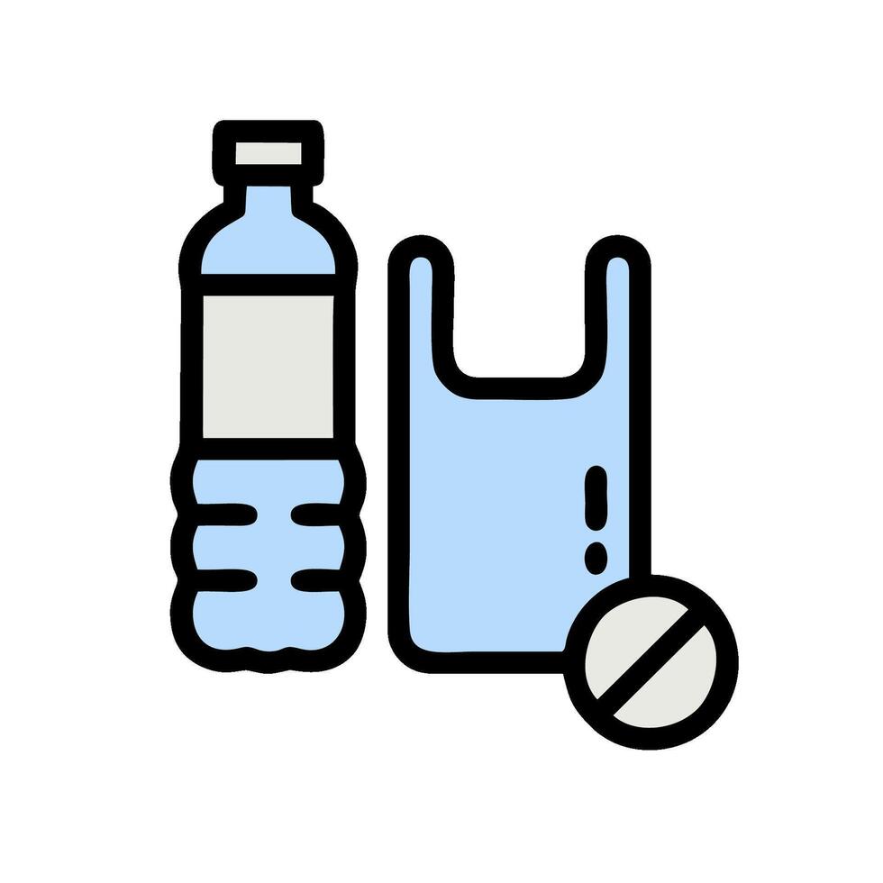 Plastic bag and bottle icon illustration vector