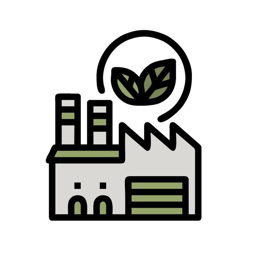 A factory with a green leaf on top vector