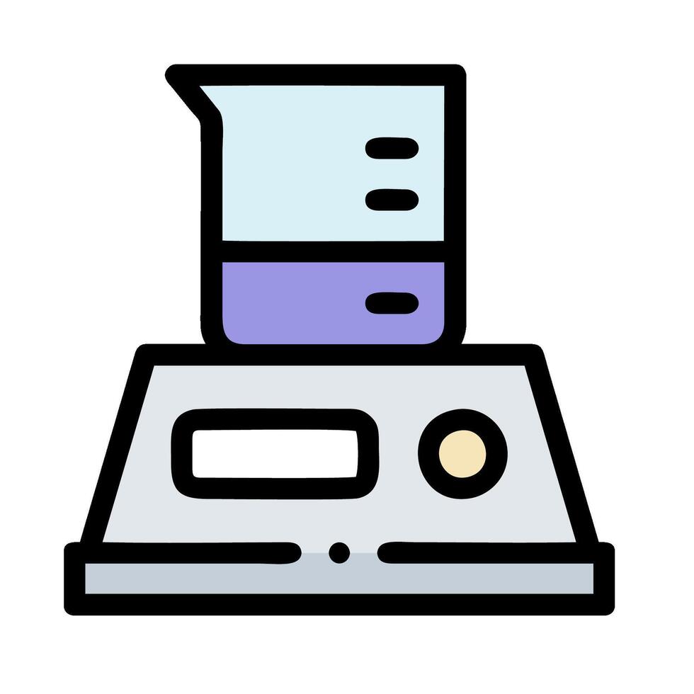 A beaker on top of a scale with a liquid inside vector