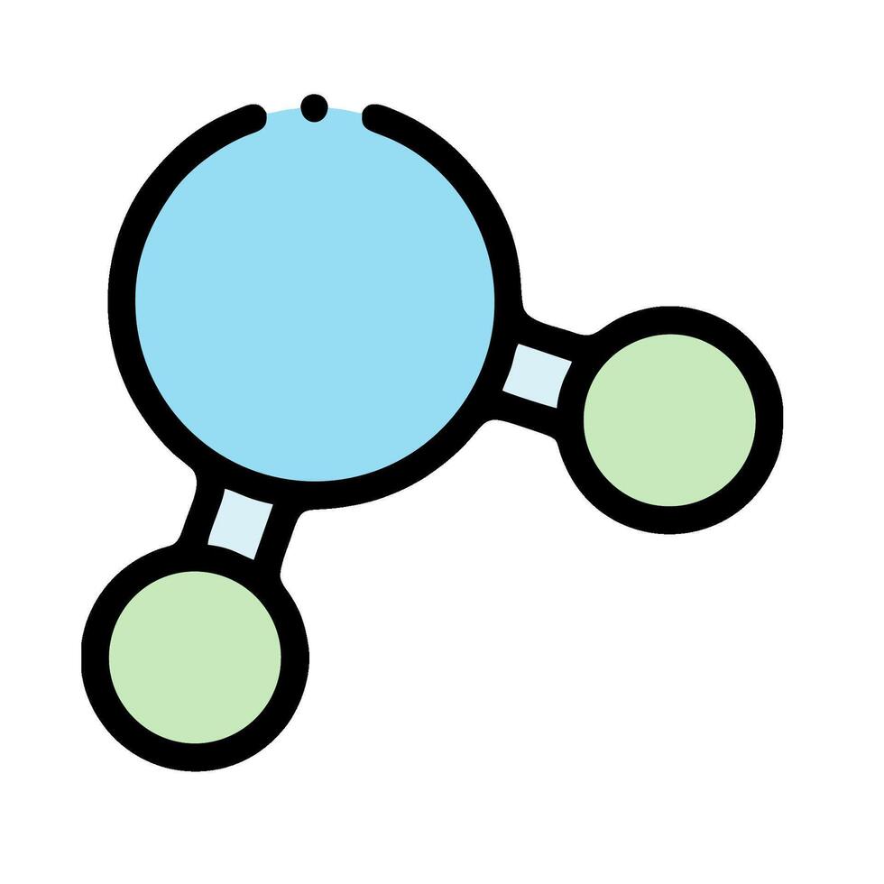 A blue and green molecule with two spheres vector