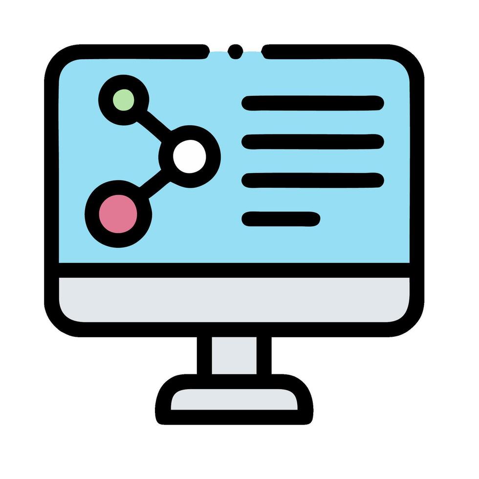 A computer monitor with a graph on it vector