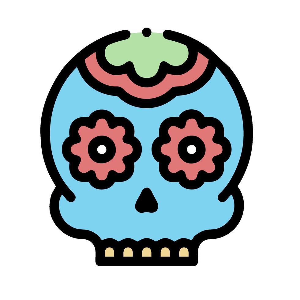 A sugar skull with colorful flowers on it vector