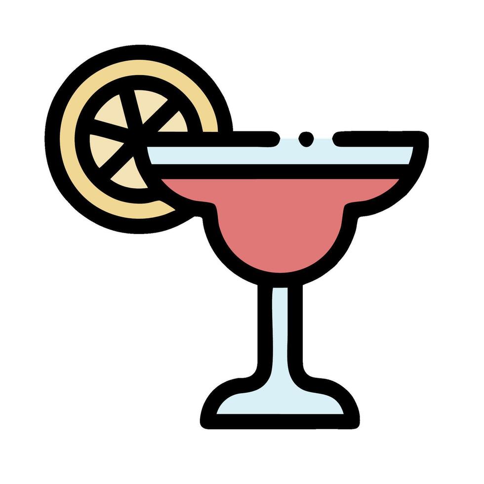 A drink with a slice of lemon on the rim vector