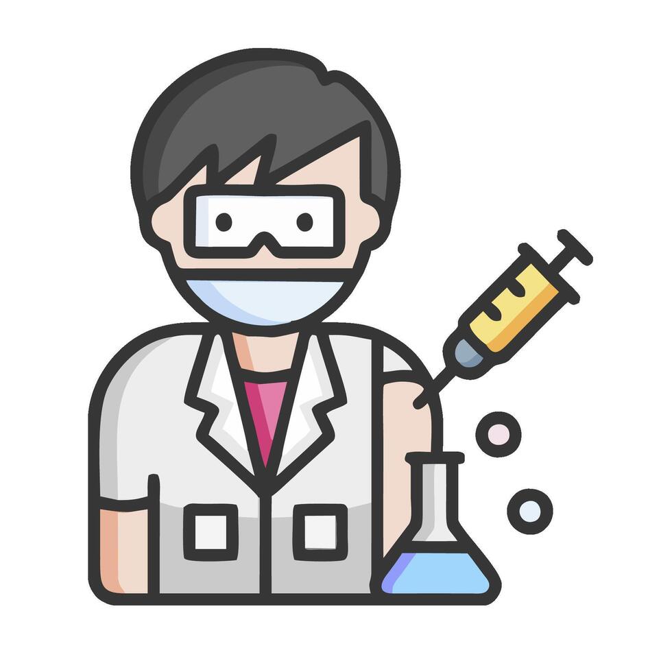 A scientist holding a syringe and a test tube vector